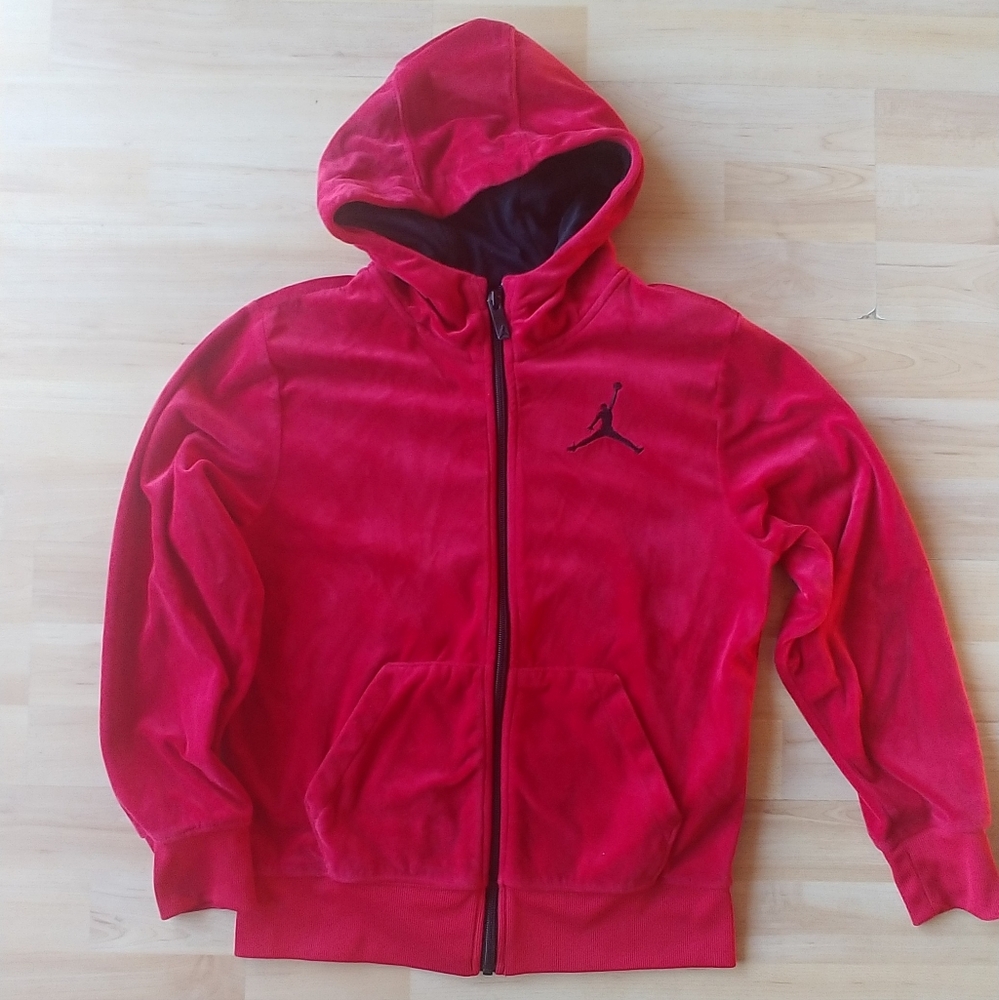 Jordan Nike Boys Velours Red Zipped Jacket Boys M